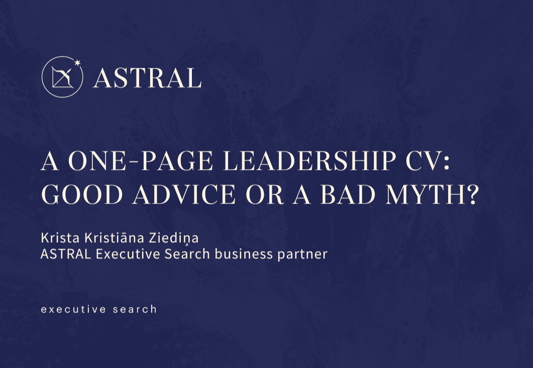 A one-page leadership CV – good advice or a bad myth?